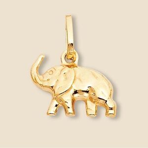 14k Real Gold Elephant Pendant | Symbolic Charm | Birthday Gift | Elephant Charm